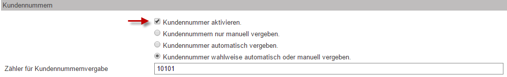 So aktivieren Sie die Möglichkeit Kundennummern zu vergeben